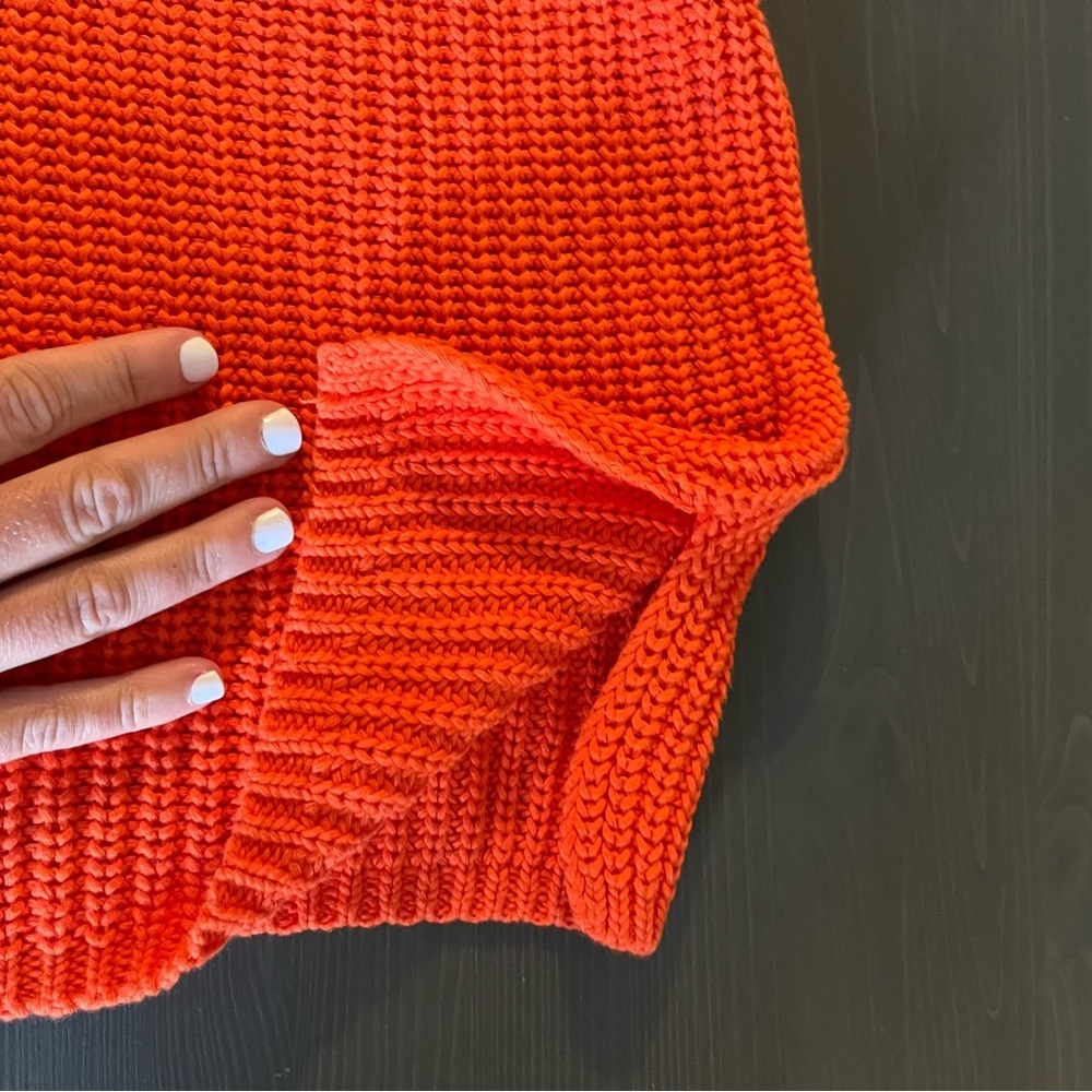 Lauren Ralph Lauren Orange Chunky Knit Crewneck Sweater - Picture 7 of 7
